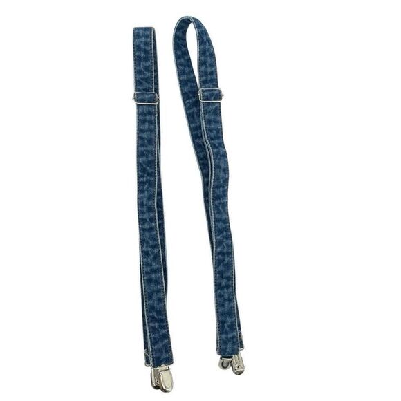Adjustable Blue Denim Suspenders Women, Teens & Kids Unisex with Clip Closures - Picture 5 of 11